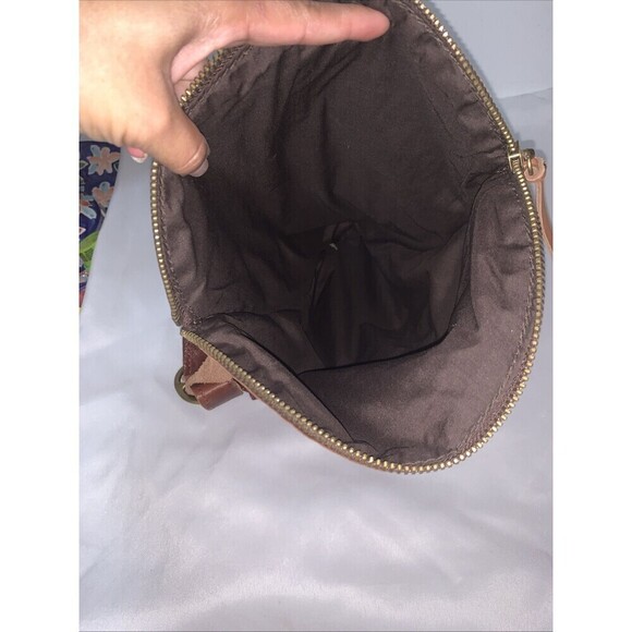 Lucky Brand 100% Lamb Leather Hobo Shoulder Bag Distressed Brown Boho Hippie - Picture 5 of 16